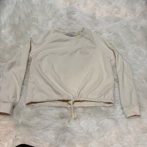 Rae Dunn “mama” cropped cream sweater oversized XS